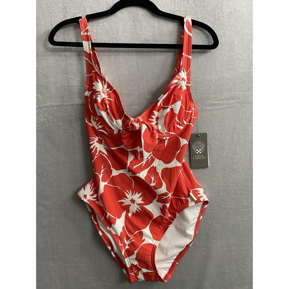 Vince Camuto Floral Print One Piece Swimsuit Size 6 New. Tangerine $134 - Picture 3 of 14